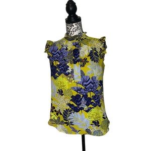 LOFT Tropicalia Ruffle Henley Shell